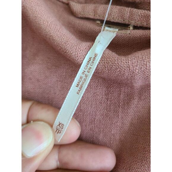 Free People Rosewood Moto Jacket Women's XS Pink Long Sleeve Collared Linen Blen - Picture 7 of 9